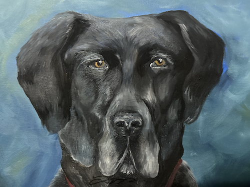 painting of an old dog