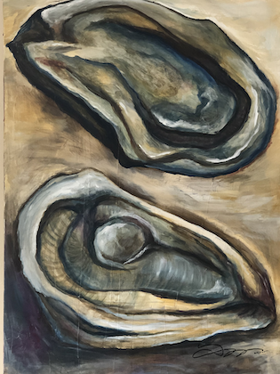 acrylic painting of oysters